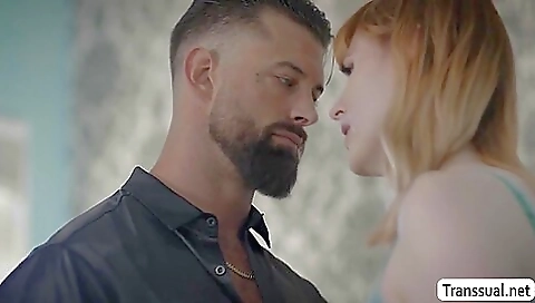 Sexy big-ass red-haired slut lying for an older dude