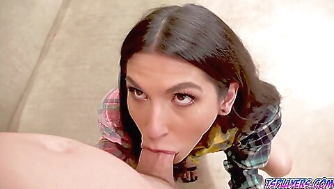 Brunette has an anal blowjob by the night before she wakes