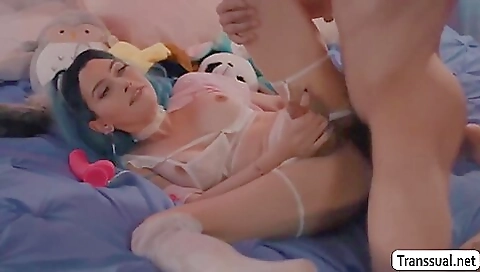 A busty blonde with nice natural tits has her pussy fucked