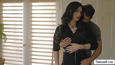 Trans babe with a big ass is getting nailed in her ass