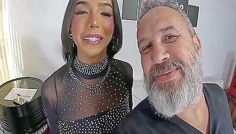 Brazilian brunette in lingerie takes dildo in her ass