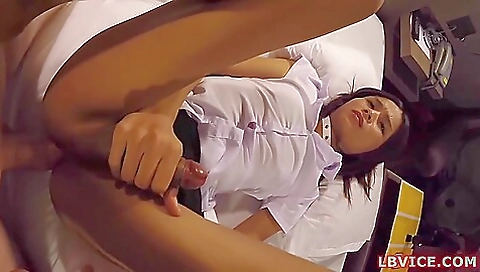 Asian brunette anal fuck by her boyfriend in hd porn